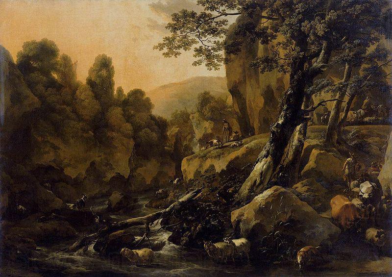 Nicolaes Pietersz. Berchem The Waterfall Spain oil painting art